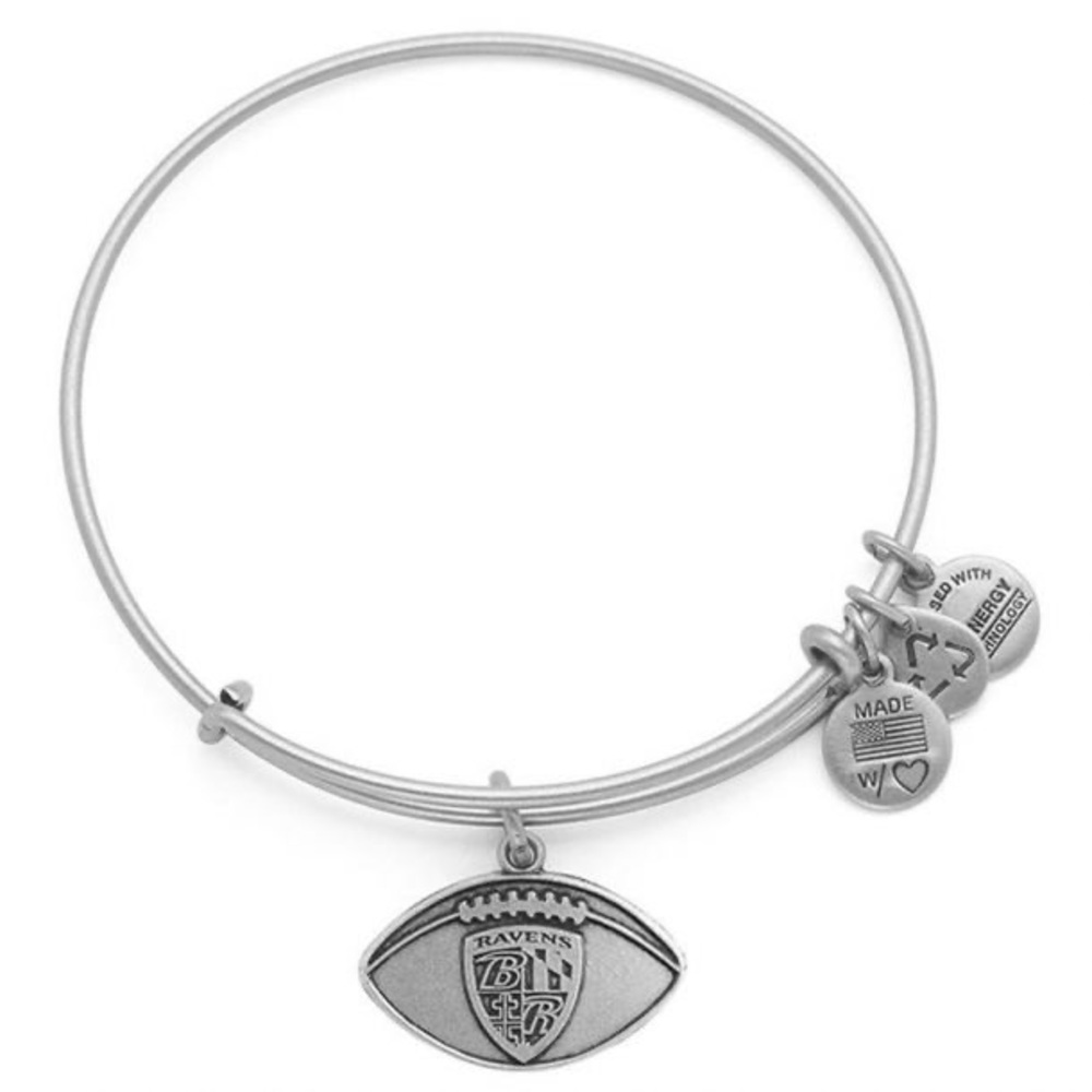 Alex and Ani Silver Ravens Football Charm Bracelet